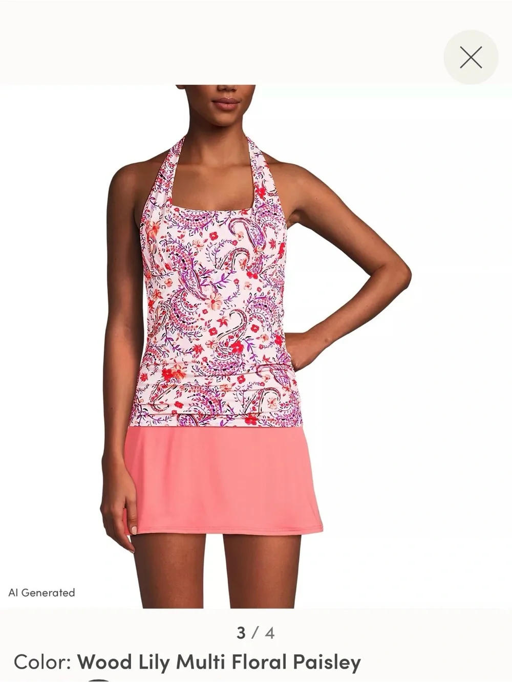 Lands' End Swim Top in Paisley